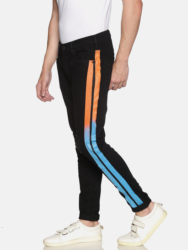 Impackt Denim Medium Washed Skinny Fit 5 Pockets Side Stripe / Patti Jeans for Men