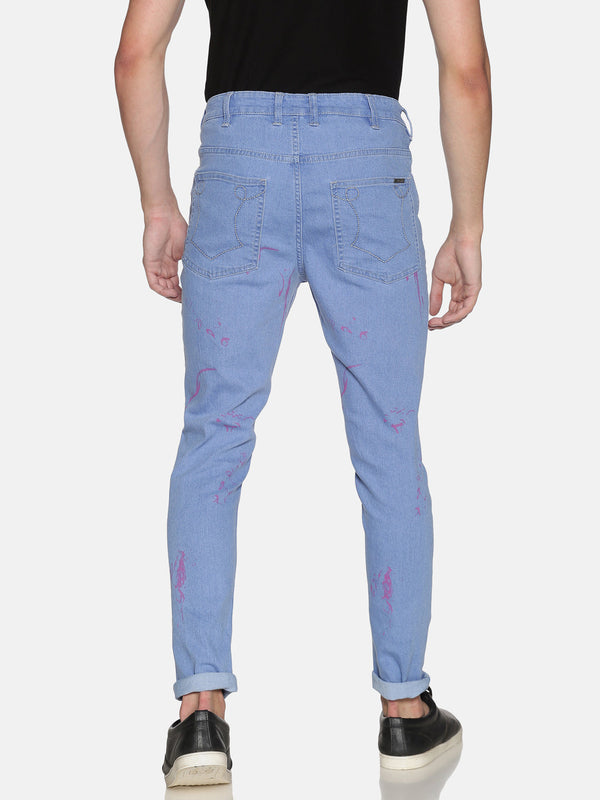 Impackt Denim Heavy / Acid Washed Skinny Fit 5 Pockets Printed Jeans for Men